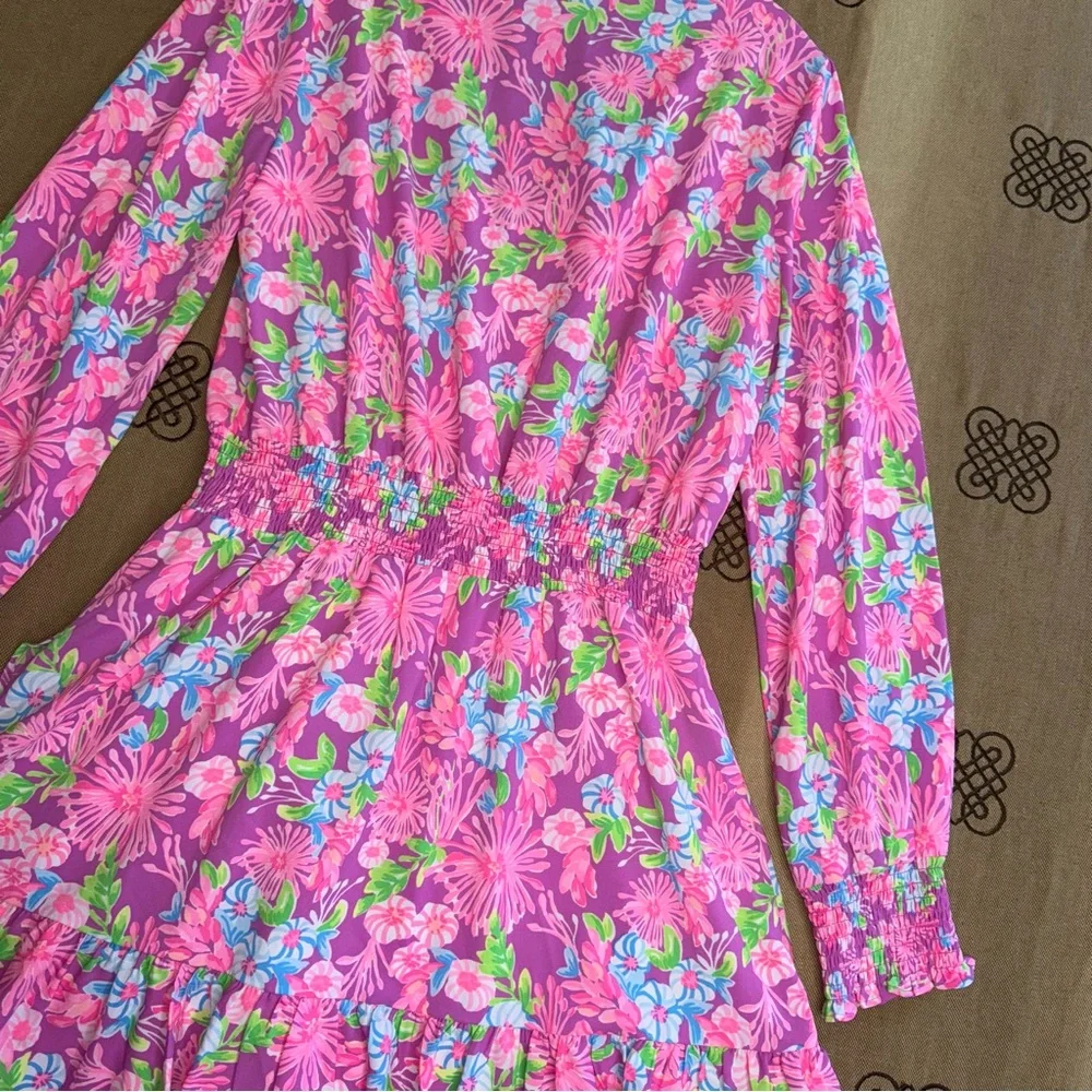 Lilly Pulitzer Cristiana Stretch Dress Moms The Word Amethyst Size 12 - Picture 13 of 16
